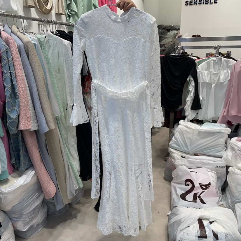 SENSIBLE-S直郵韓國代購㊣女裝新品休閑25春夏連衣裙含腰帶蕾絲SENSIBLE連衣裙