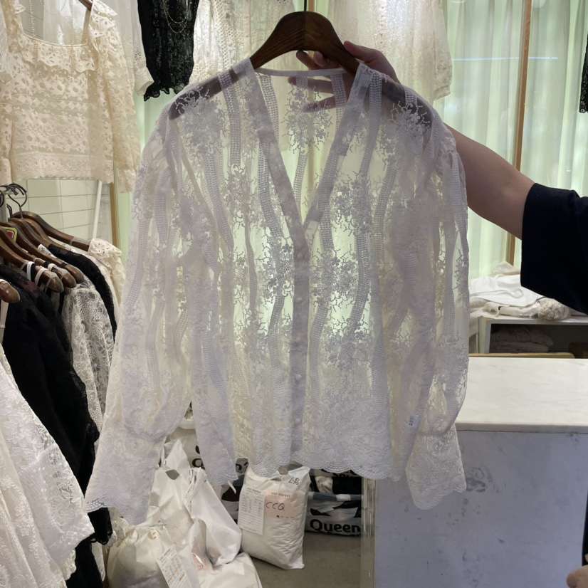 VIVI MARKET韓國直郵㊣女裝新品25春夏職業時尚襯衫蕾絲衫VIVI MARKET襯衫/蕾絲衫