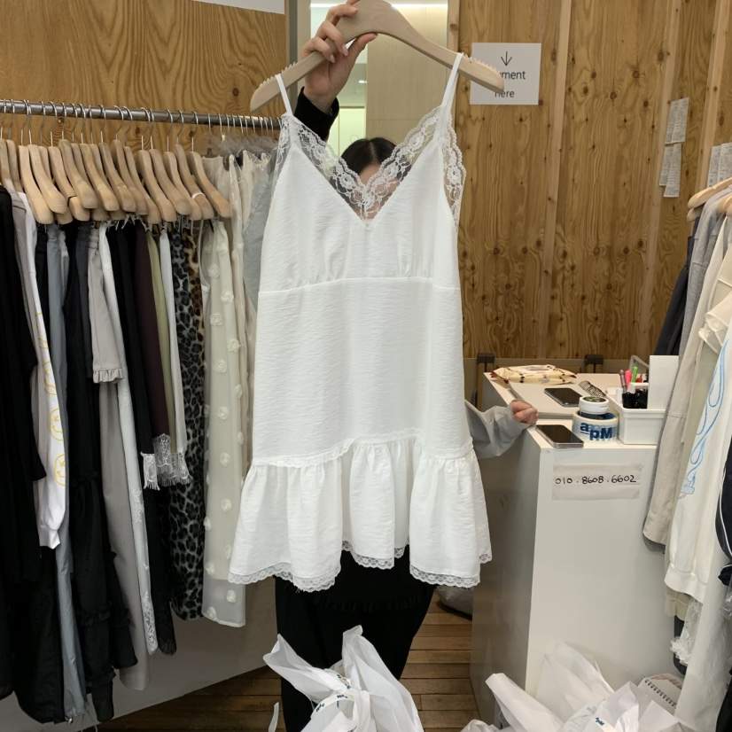 PROJECTVIEW韓國直郵㊣東大門實拍女裝新品熱賣25春夏連衣裙蕾絲PROJECTVIEW連衣裙
