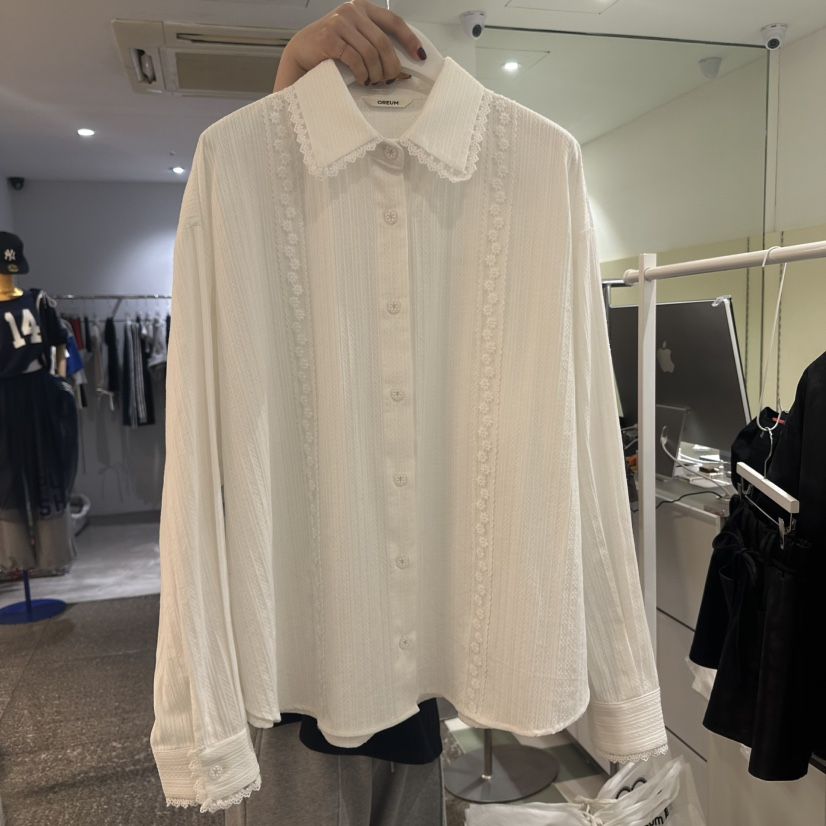 OREUM直郵韓國代購㊣女裝新品推薦人氣職業時尚25春夏襯衫蕾絲衫OihEum襯衫/蕾絲衫