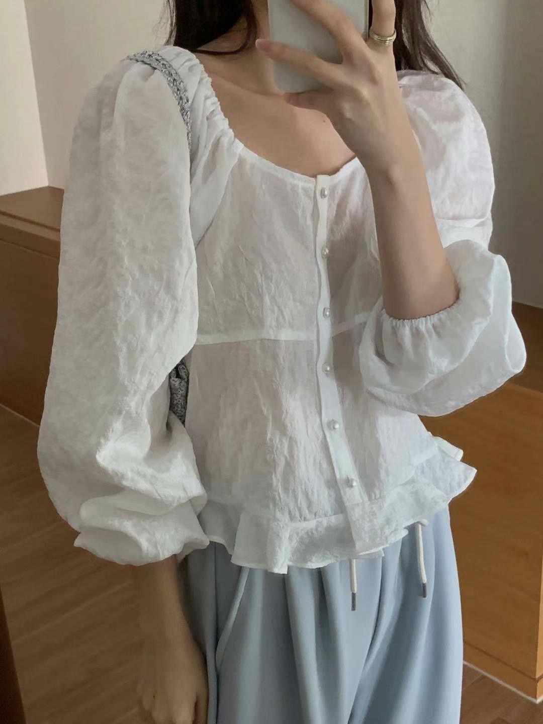 MY YOUNG東大門直郵女士新款人氣時尚真品推薦25春夏襯衫蕾絲衫MY YOUNG兩件起襯衫/蕾絲衫
