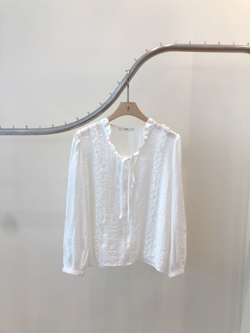 OVE東大門代購女裝新款25春夏時尚真品休閑熱賣人氣襯衫蕾絲衫OVE襯衫/蕾絲衫