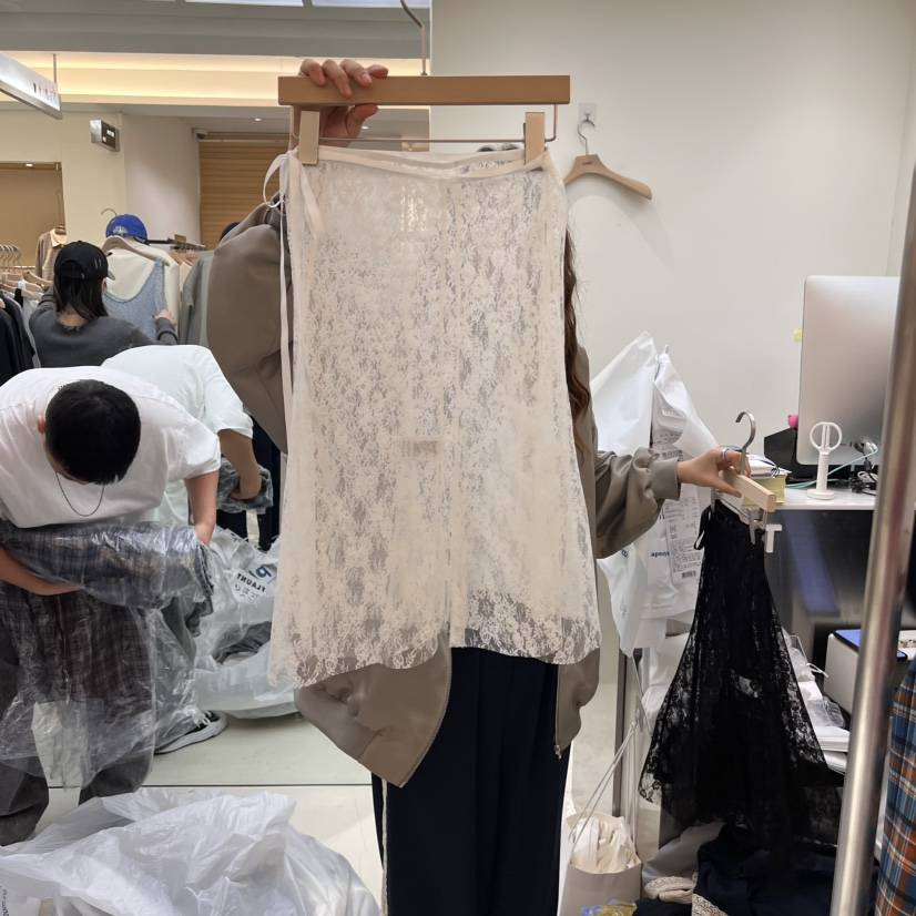 FLAUNT東大門代購女裝新款25春夏真品半身裙中短裙喇叭蕾絲FLAUNT半身裙/中短裙