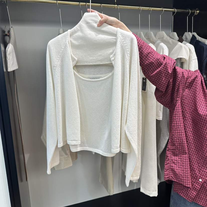 FRENCH DOOR東大門實拍女裝新品真品套裝兩件套套裝亞麻開衫FRENCH DOOR套裝