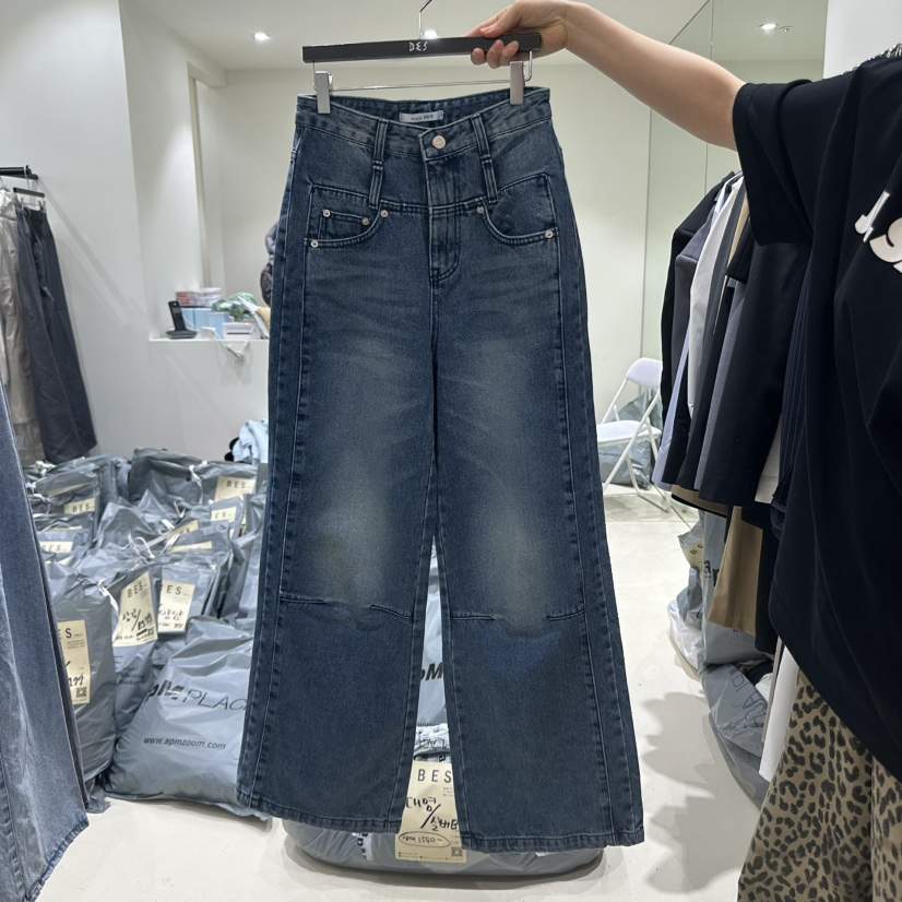 BES韓國直郵㊣女裝新品推薦休閑時尚人氣熱賣25春夏職業牛仔褲BES牛仔褲