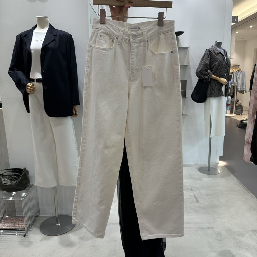 BINUS直郵韓國代購㊣女裝新款人氣25春夏推薦熱賣休閑褲奶油色BINUS休閑褲