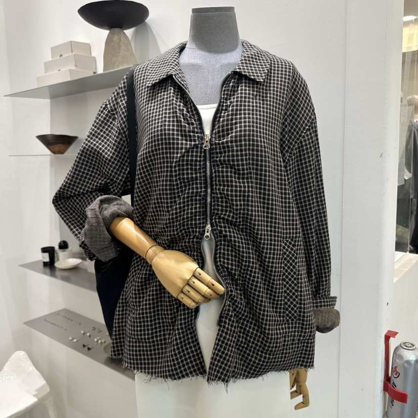 BINUS韓國㊣直郵東大門代購女裝新品休閑時尚熱賣25春夏夾克格紋BINUS夾克