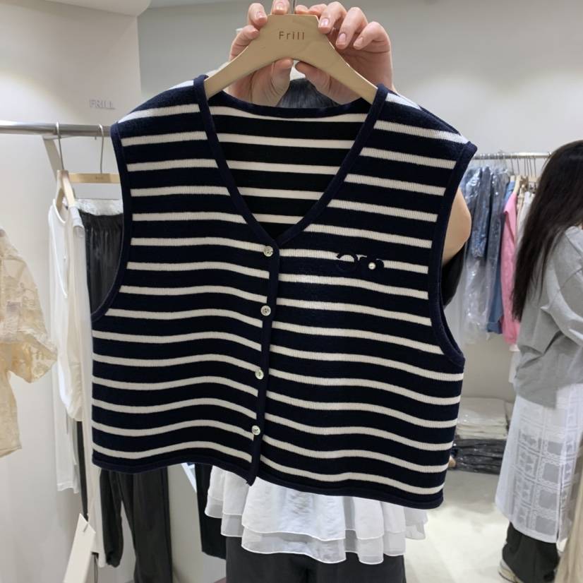 FRILL韓國直郵㊣女裝新品推薦職業25春夏時尚人氣熱賣休閑馬甲FRILL馬甲