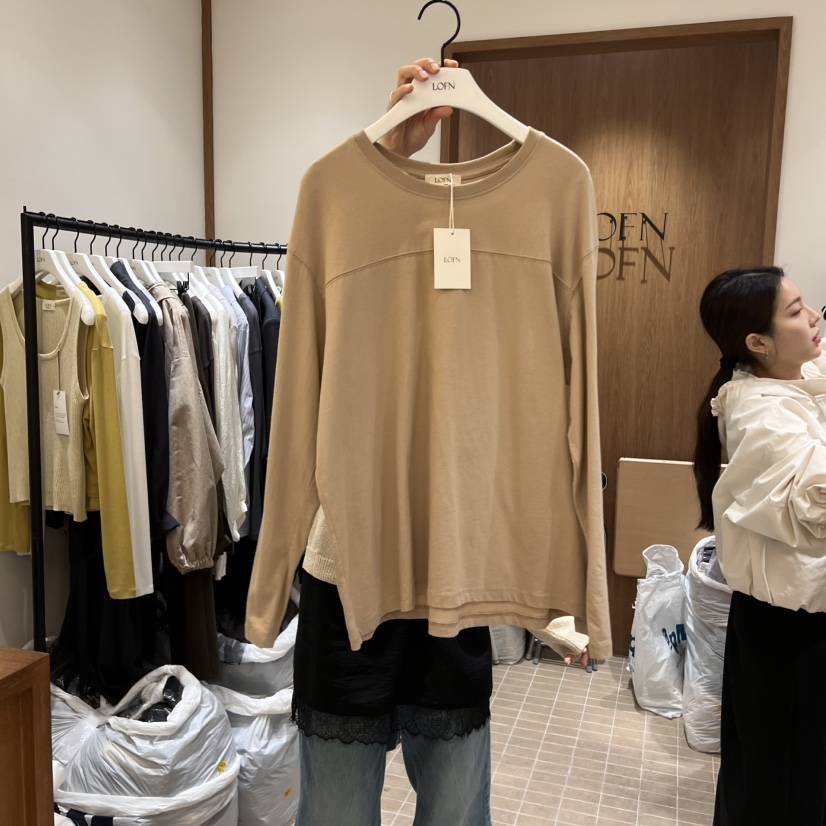 LOFN韓國㊣直郵東大門代購女裝新品推薦25春夏人氣時尚長袖T恤LOFN長袖T恤