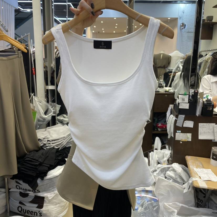 SANS韓國直郵㊣女裝新品職業熱賣25春夏推薦人氣吊帶背心褶皺SANS吊帶/背心