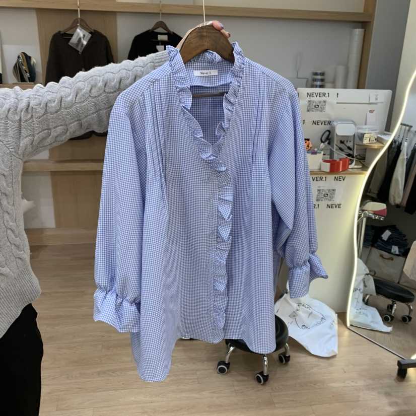 NEVER.1韓國㊣直郵東大門代購女裝新品25春夏人氣襯衫蕾絲衫NEVER.1襯衫/蕾絲衫