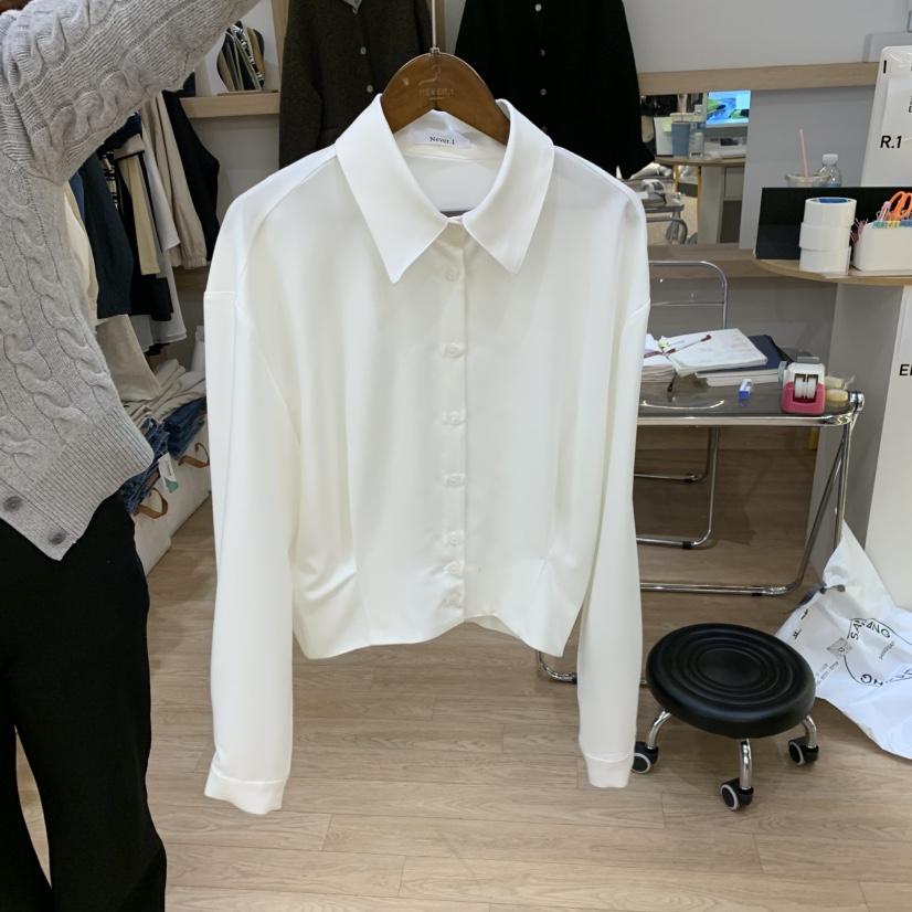 NEVER.1直郵韓國代購㊣女裝新品休閑熱賣人氣襯衫蕾絲衫綁帶NEVER.1襯衫/蕾絲衫