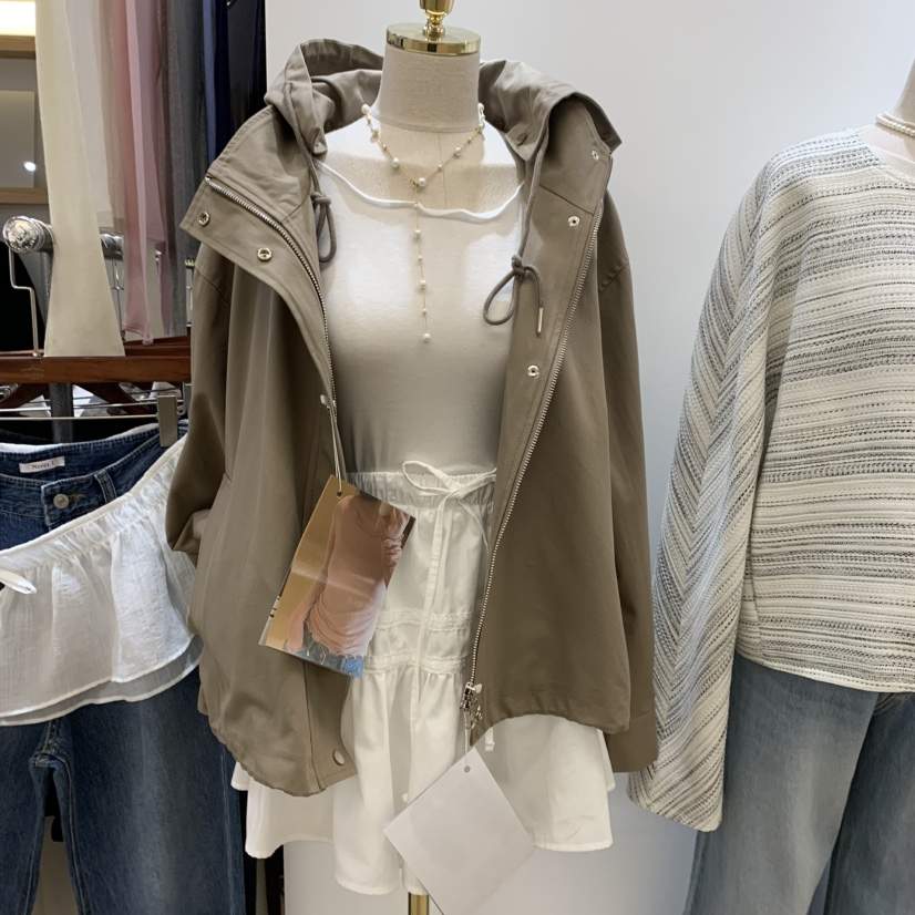 NEVER.1韓國㊣直郵東大門代購女裝新品時尚職業休閑夾克連帽NEVER.1夾克
