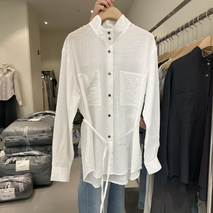 PLAMM韓國㊣直郵東大門代購女裝新品推薦時尚襯衫蕾絲衫含腰繩PLAMM襯衫/蕾絲衫