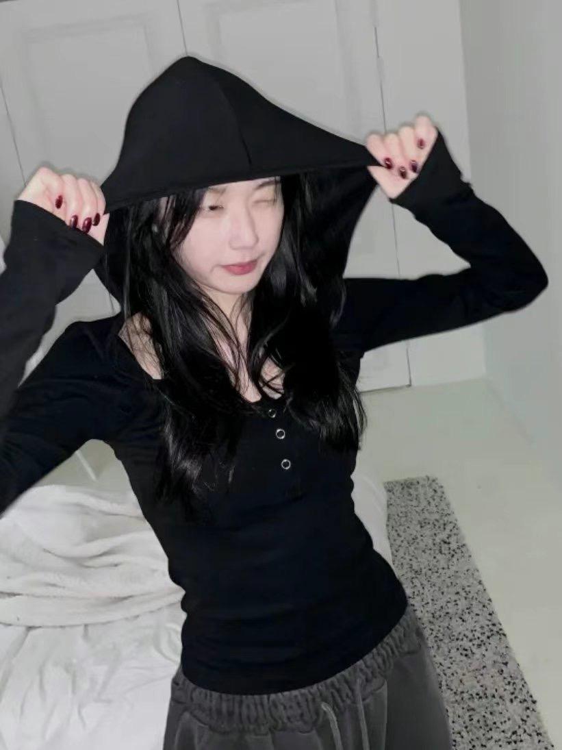 MEILLEUR韓國直郵女裝新款休閑人氣職業熱賣長袖T恤口袋連帽MEILLEUR長袖T恤