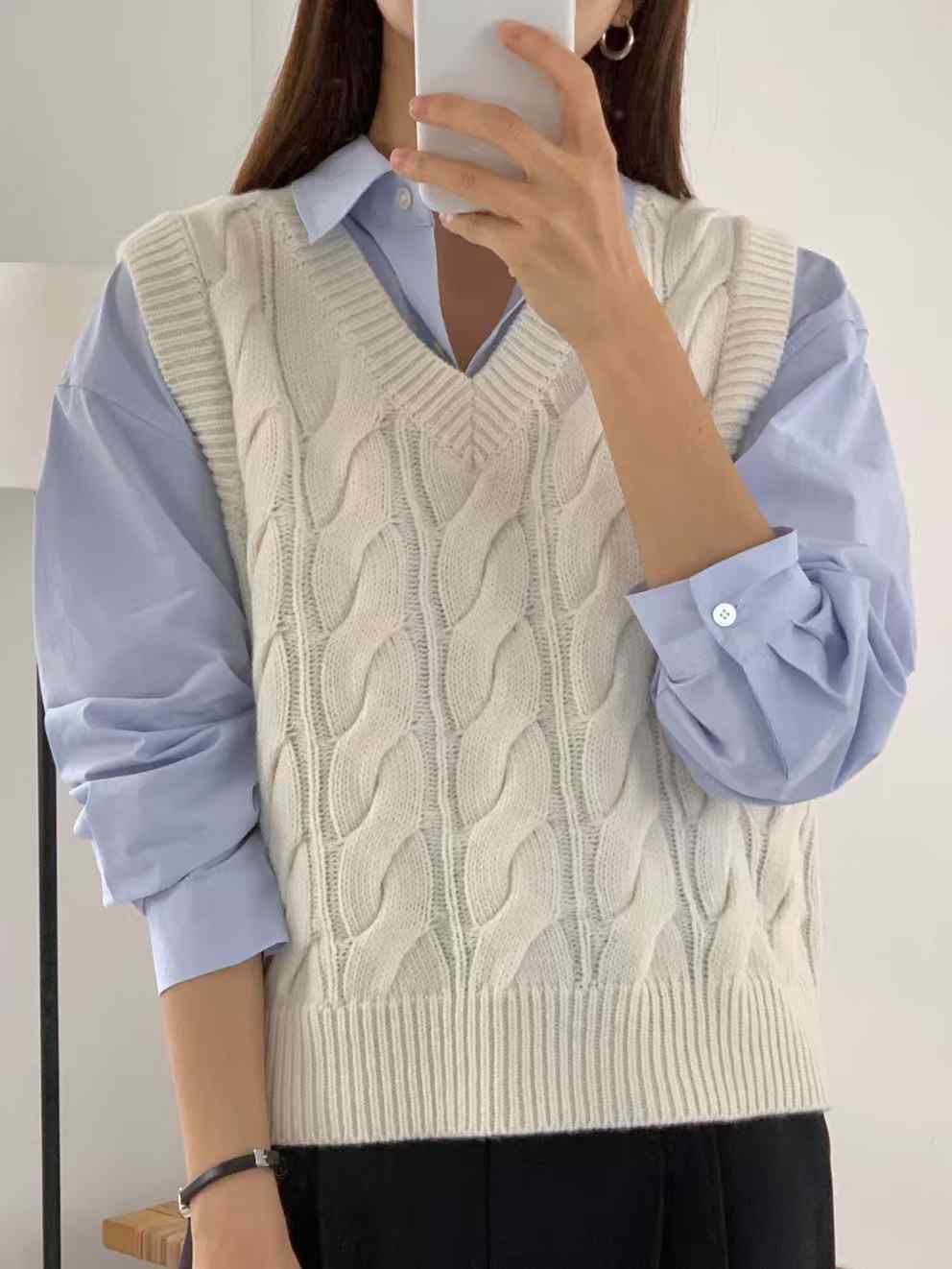 TAG韓國直郵㊣東大門實拍女裝新品時尚吊帶背心不含內搭羊毛TAG吊帶/背心