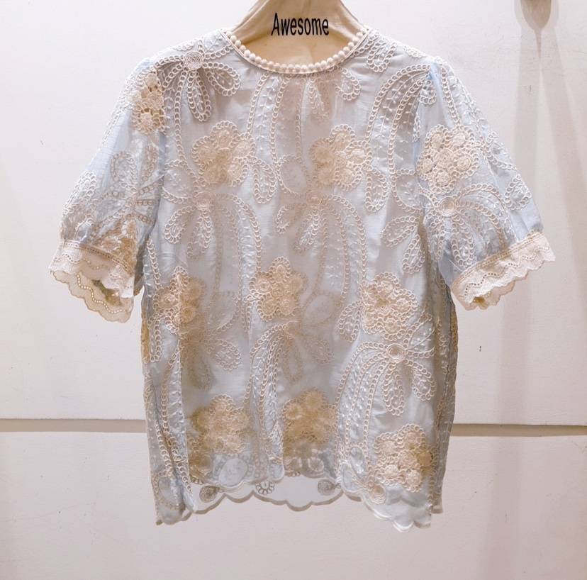 AWESOME-P東大門實拍女士新款時尚人氣職業推薦25春夏T恤刺繡AWESOME-PT恤