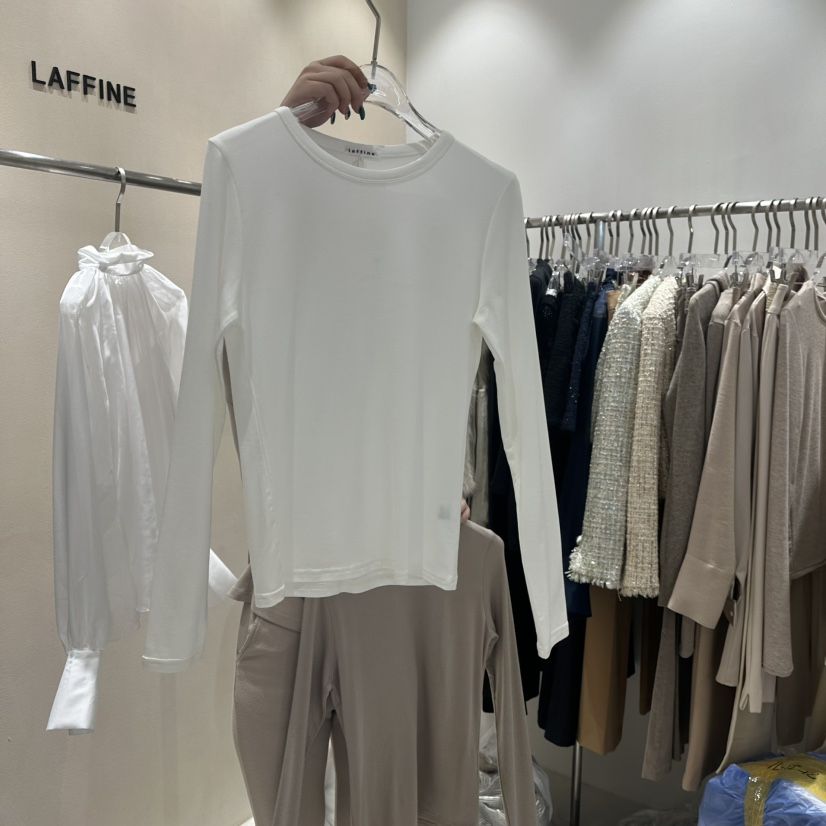 LAFFINE-P韓國直郵㊣女裝新品人氣職業熱賣休閑長袖T恤天絲LAFFINE-P長袖T恤