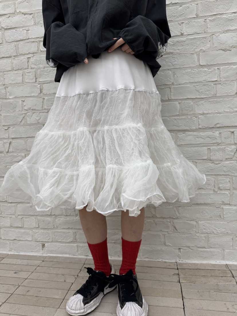 FRANC—L韓國代購女士新品熱賣25春夏半身裙中短裙荷葉邊褶皺FRANC半身裙/中短裙