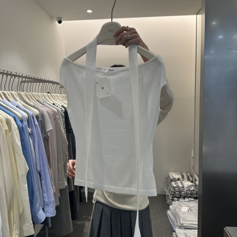 ALTER韓國直郵㊣女裝新品職業熱賣時尚25春夏休閑T恤含脖帶AlterT恤