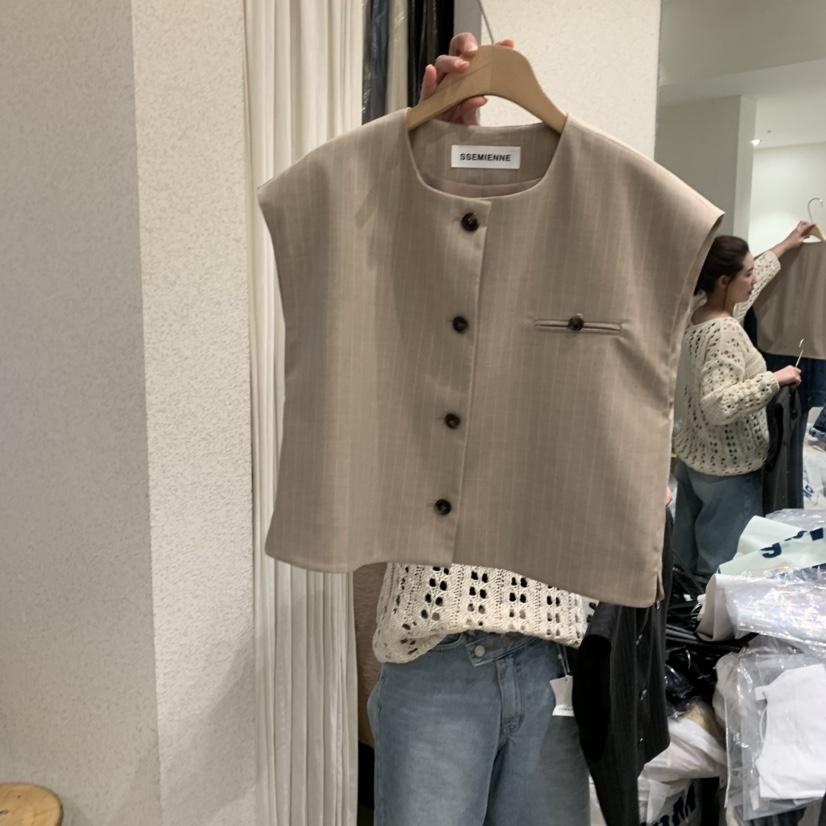 SSEMIENNE直郵韓國代購㊣女裝新品職業推薦時尚25春夏休閑馬甲SSEMIENNE馬甲