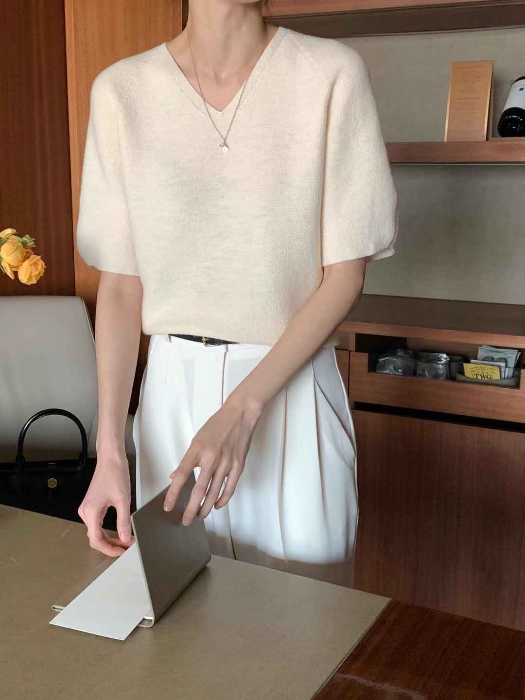 RING OF NOI韓國直郵㊣女裝新品休閑熱賣人氣推薦職業針織衫RING OF NOI針織衫