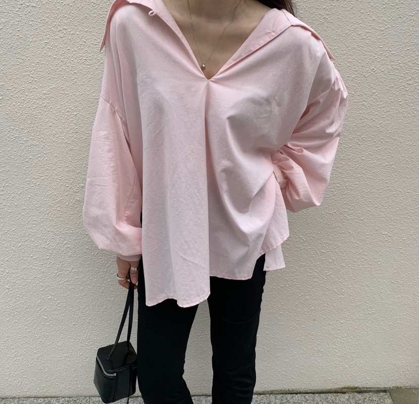 MELTED-P直郵韓國代購㊣女裝新款職業休閑襯衫蕾絲衫荷葉邊MELTED-P襯衫/蕾絲衫
