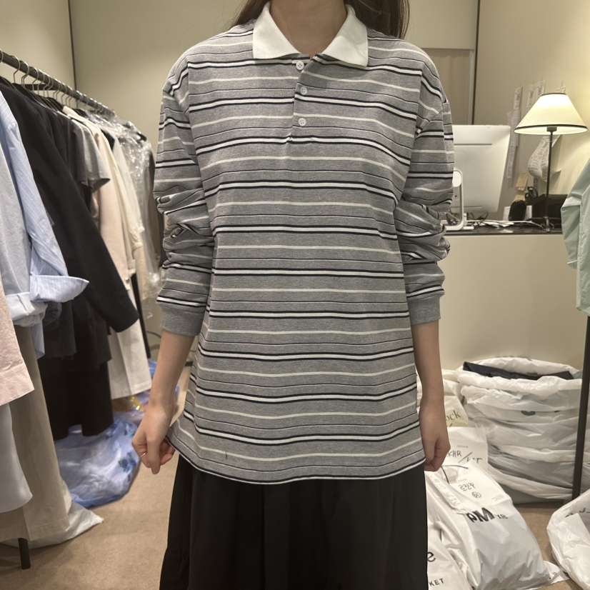 RE STOCK韓國直郵㊣東大門實拍女裝新款推薦熱賣25春夏長袖T恤RE STOCK長袖T恤