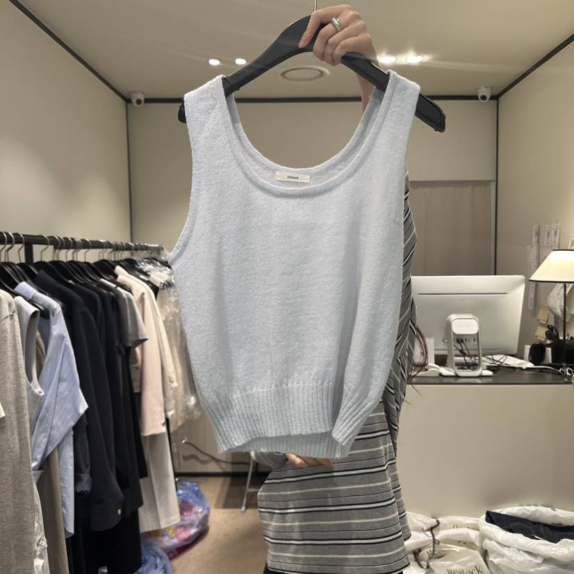 RE STOCK韓國直郵㊣女裝新款休閑熱賣25春夏馬甲不含內搭羊駝RE STOCK馬甲