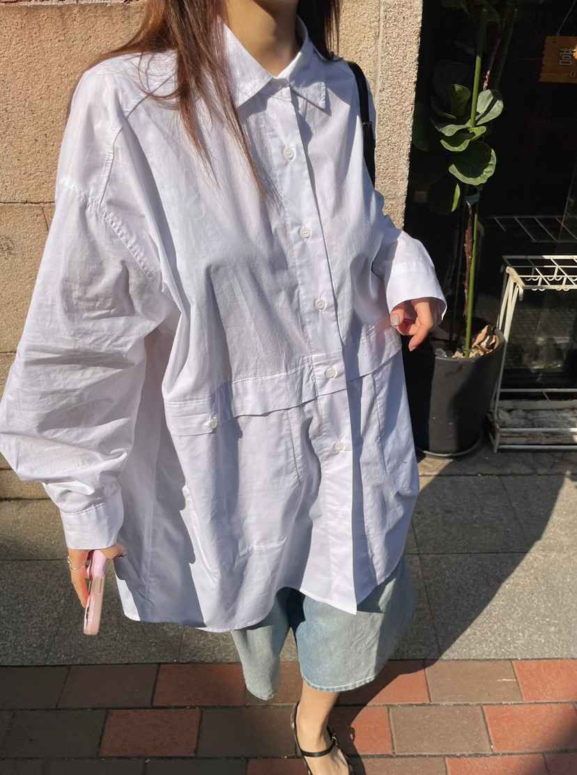 BYRING東大門實拍女裝新款真品熱賣休閑25春夏襯衫蕾絲衫口袋BYRING襯衫/蕾絲衫