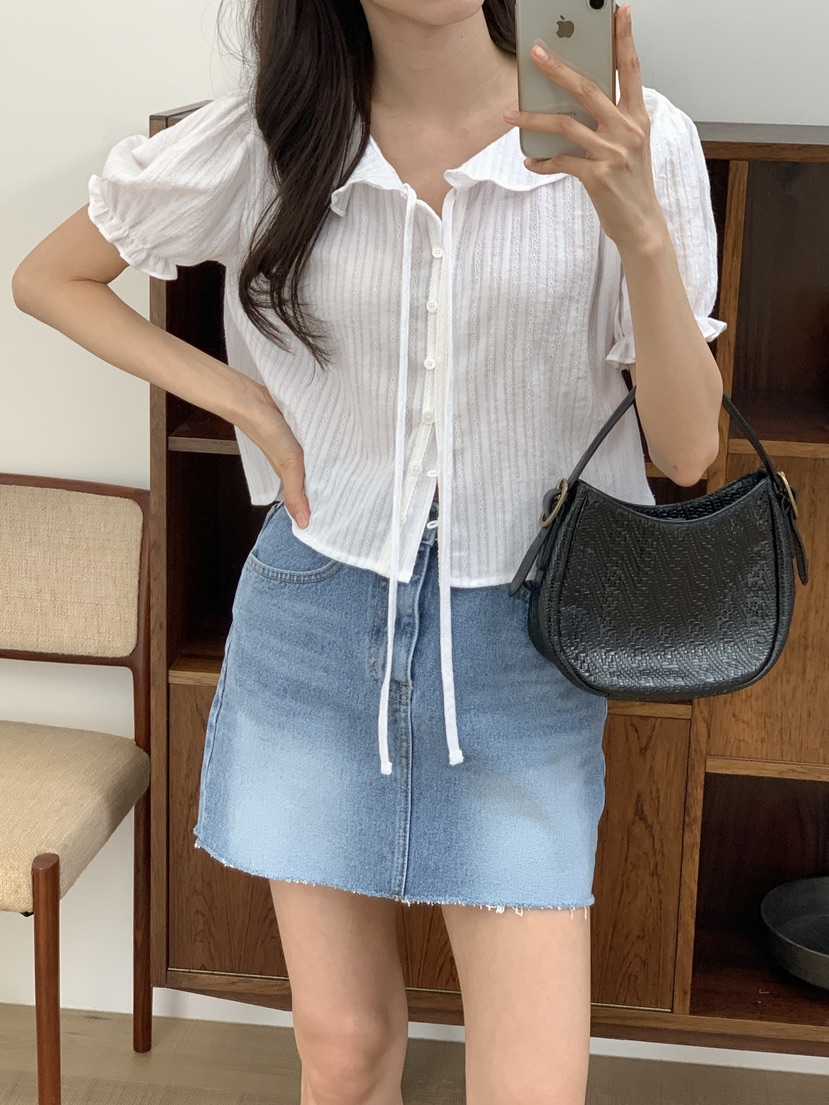 FRILL-T韓國代購女士新款職業休閑熱賣時尚襯衫蕾絲衫蕾絲FRILL-T襯衫/蕾絲衫