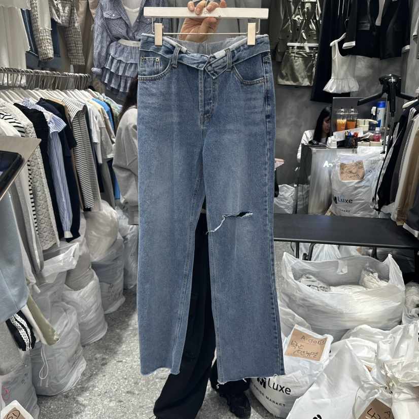A-DEL韓國直郵㊣女裝新品時尚熱賣休閑推薦人氣25春夏牛仔褲A-DEL牛仔褲