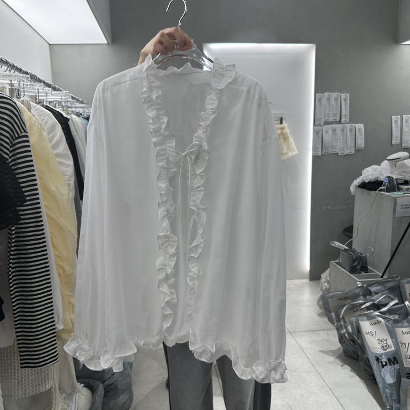 ANDE韓國㊣直郵東大門代購女裝新品25春夏人氣推薦襯衫蕾絲衫ANDE襯衫/蕾絲衫