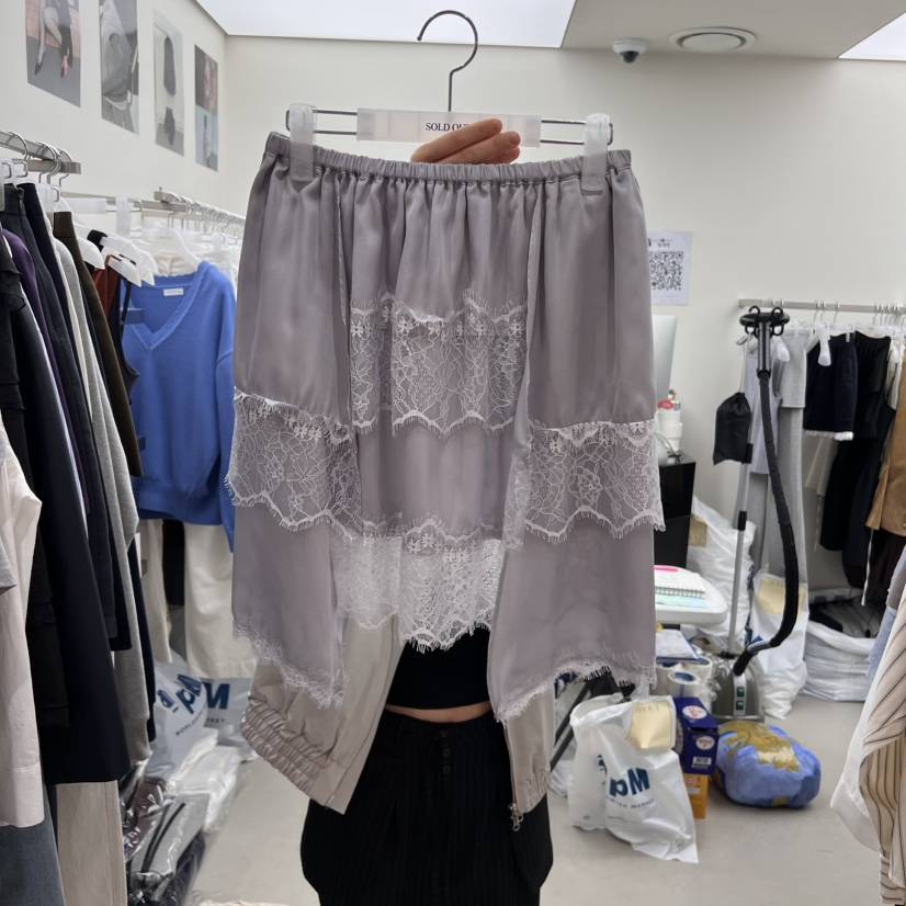SOLD OUT直郵韓國代購㊣女裝新款人氣25春夏時尚休閑短裙蕾絲SOLD OUT短裙