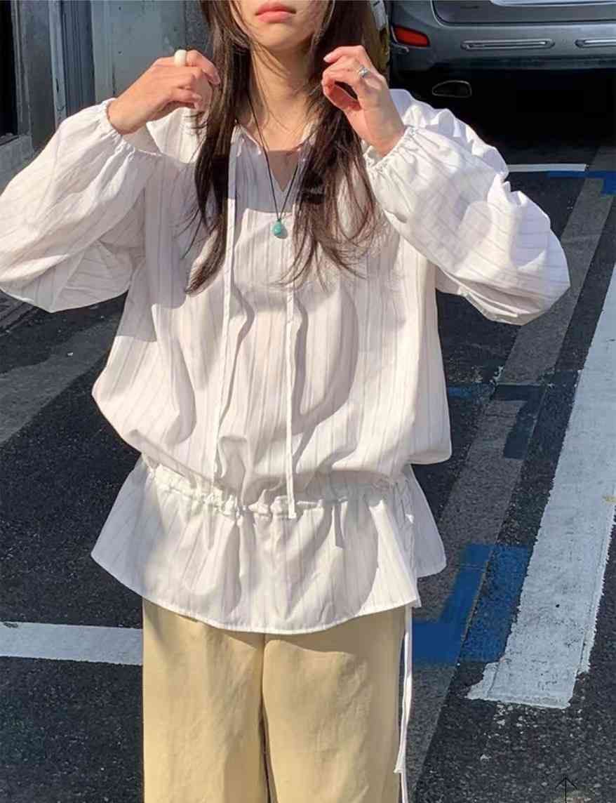 WHERELL韓國㊣直郵東大門代購女裝新品職業休閑時尚襯衫蕾絲衫GROW-WHERELL襯衫/蕾絲衫