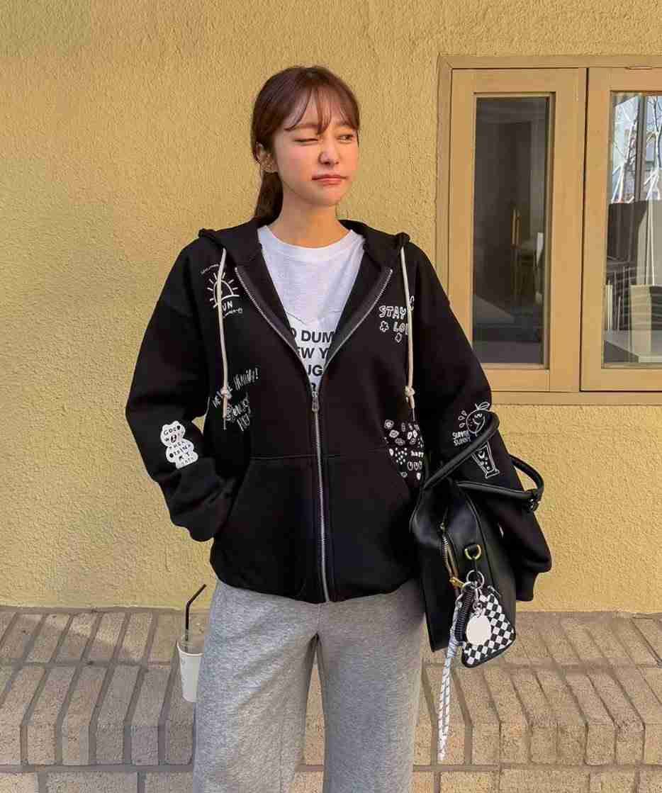 L V C韓國㊣直郵東大門代購女裝新款時尚職業夾克拉鏈兜帽L_V_C夾克