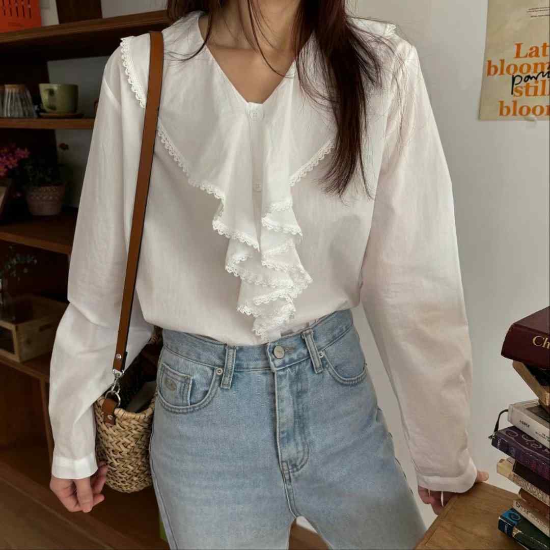MAENEW韓國直郵㊣東大門實拍女裝新款時尚熱賣25春夏襯衫蕾絲衫MAENEW襯衫/蕾絲衫