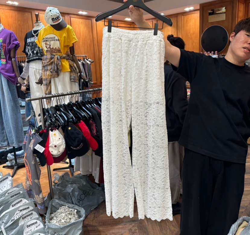 GARMENT-P直郵韓國代購㊣女裝新款25春夏推薦職業休閑褲蕾絲GARMENT休閑褲