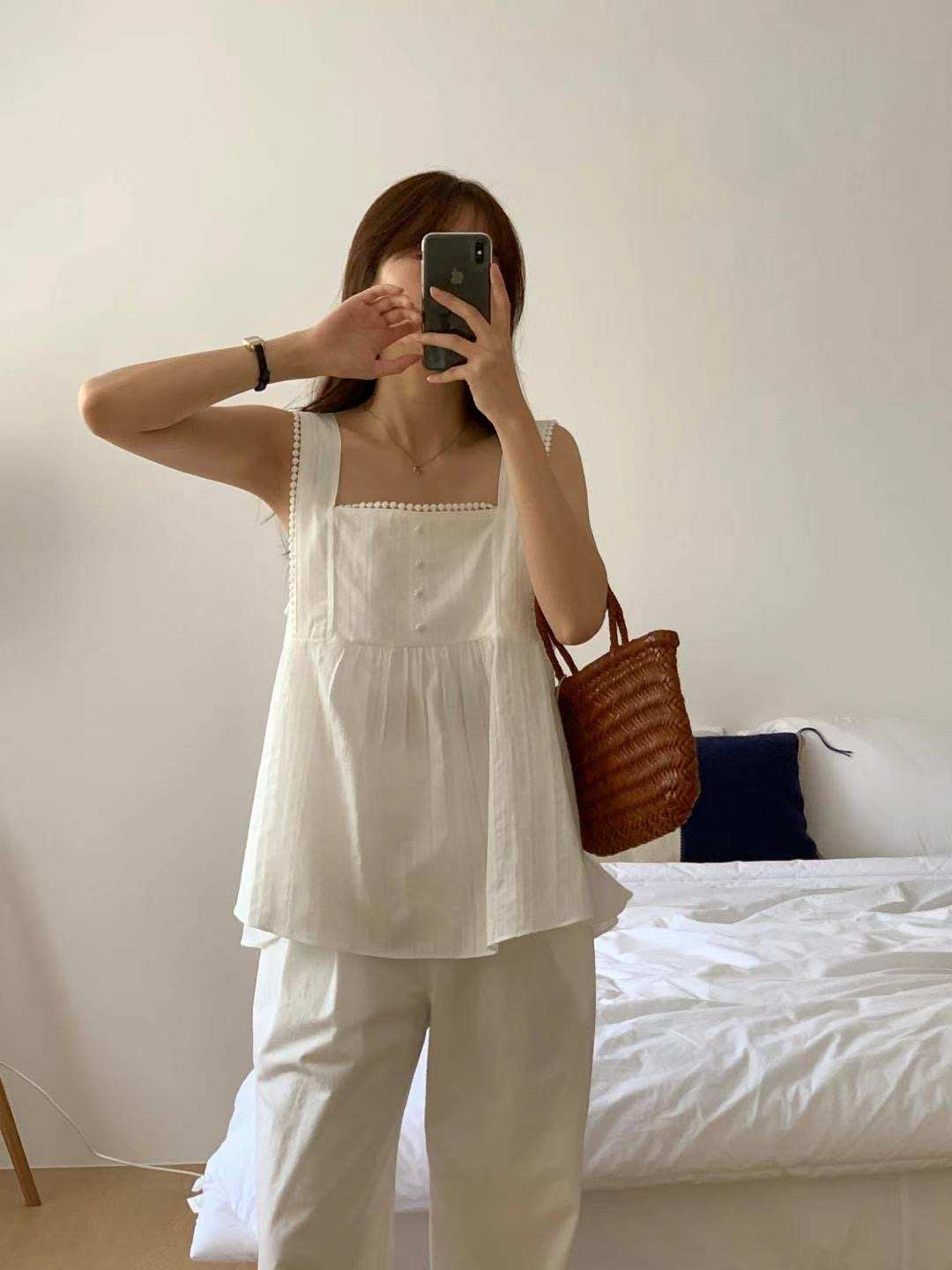 SECOND DRESS-세컨드레스-OT直郵韓國代購㊣女裝新款25春夏襯衫蕾絲衫SECOND DRESS襯衫/蕾絲衫