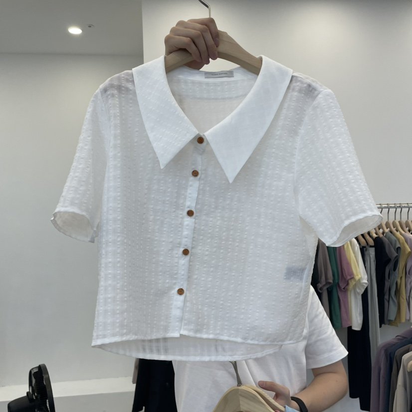 FUNNY POWDER直郵韓國代購㊣女裝新品推薦熱賣襯衫蕾絲衫格紋THE FUNNY襯衫/蕾絲衫