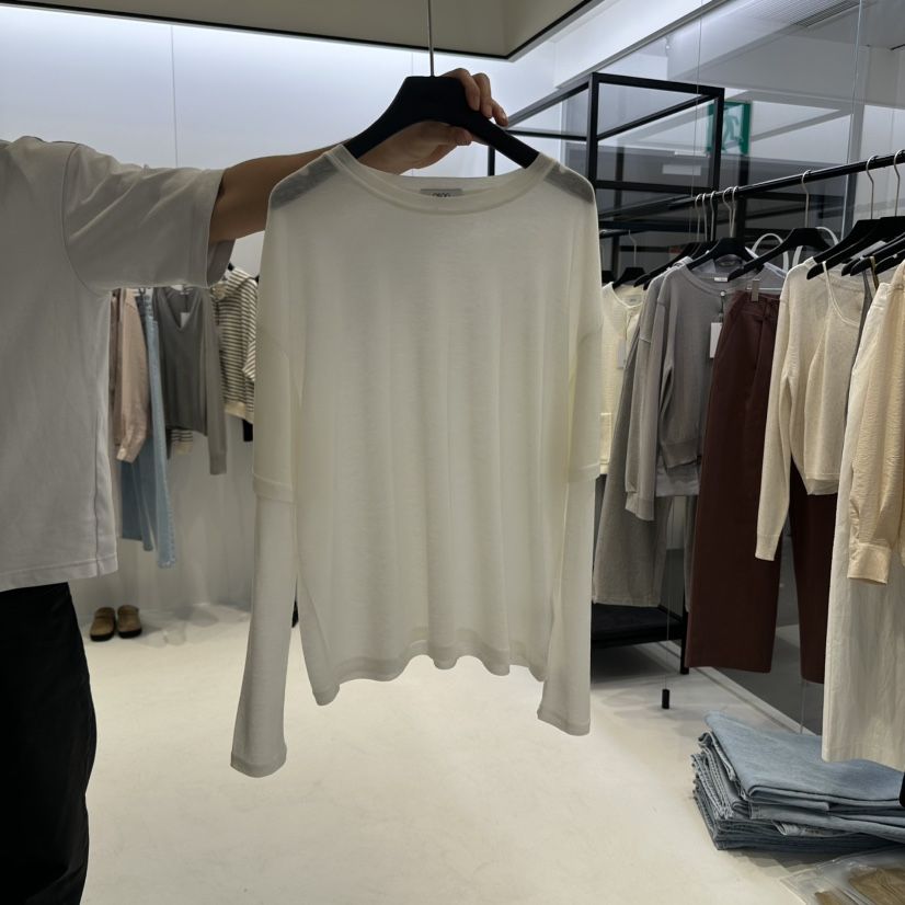OSOO韓國㊣直郵東大門代購女裝新品時尚職業人氣25春夏長袖T恤OSOO長袖T恤