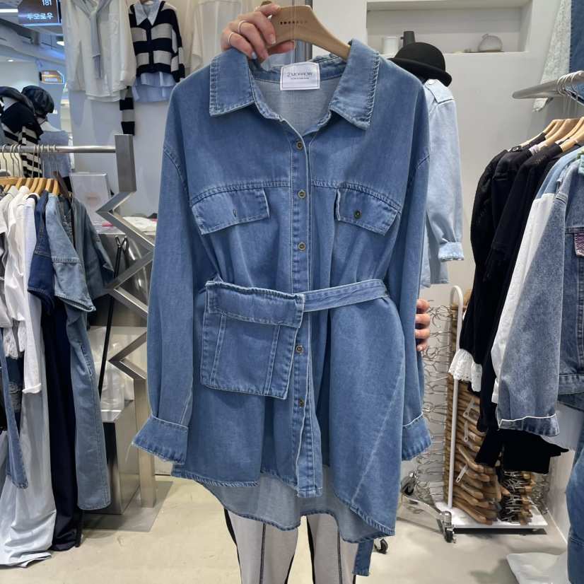 2MORROW直郵韓國代購㊣女裝新品職業推薦襯衫蕾絲衫含腰帶口袋2MORROW襯衫/蕾絲衫