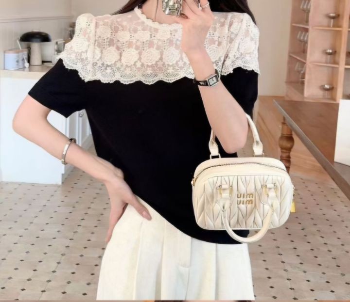FEMME東大門代購女裝新款時尚真品職業熱賣25春夏針織衫蕾絲FEMME針織衫