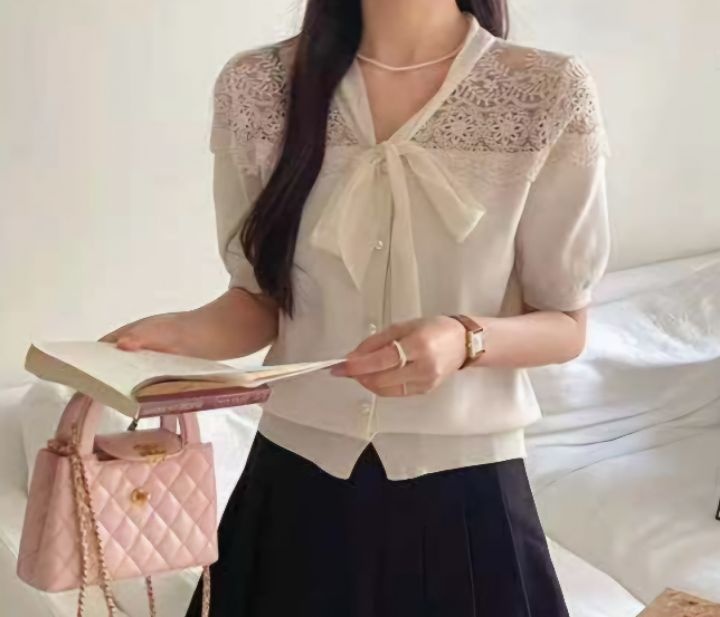 FEMME韓國直郵女裝新品人氣時尚真品熱賣職業25春夏針織衫蕾絲FEMME針織衫