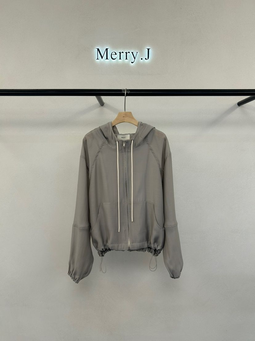 MERRY-J韓國直郵㊣東大門實拍女裝新款推薦夾克歐根紗兜帽MERRY-J夾克