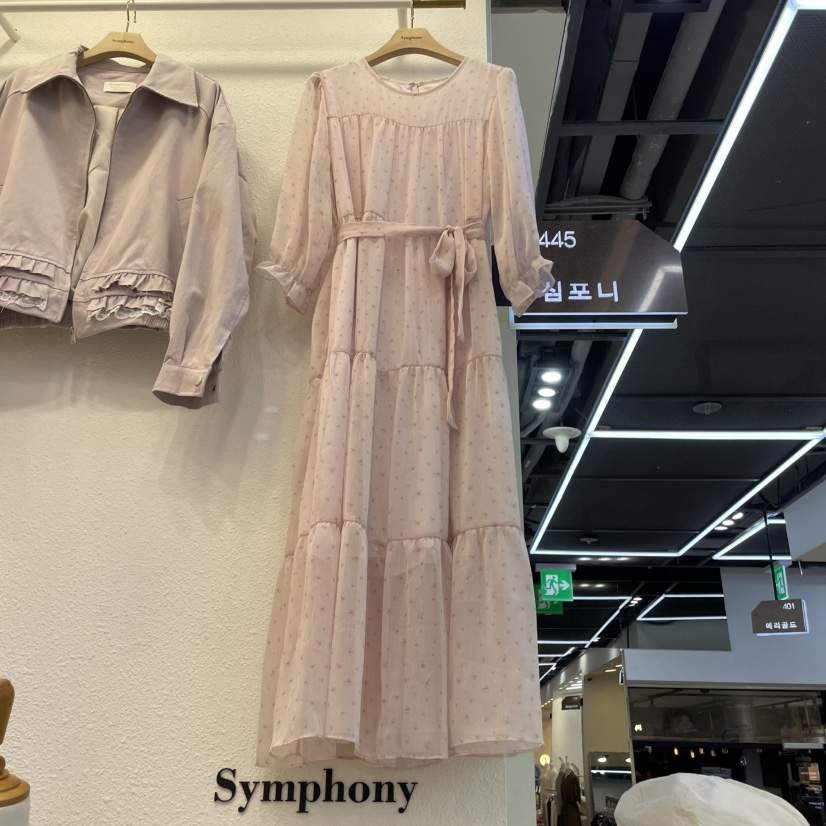 SYMPHONY東大門代購女士新品推薦休閑人氣時尚連衣裙含腰帶SYMPHONY連衣裙