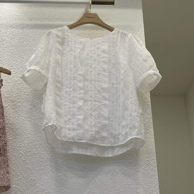 SYMPHONY東大門直郵女裝新品熱賣25春夏人氣襯衫蕾絲衫荷葉邊SYMPHONY襯衫/蕾絲衫