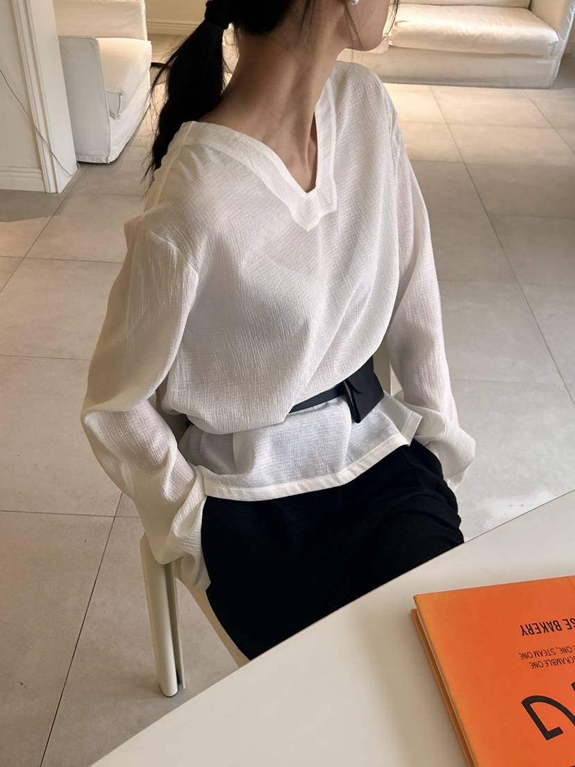 ME MO東大門代購女裝新品職業時尚休閑25春夏真品襯衫蕾絲衫ME MO襯衫/蕾絲衫