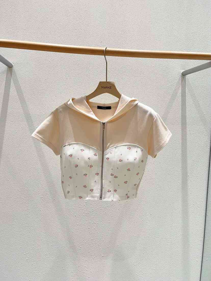 MARKE-P韓國直郵女裝新品熱賣時尚25春夏推薦真品職業T恤拉鏈MARKE-PT恤