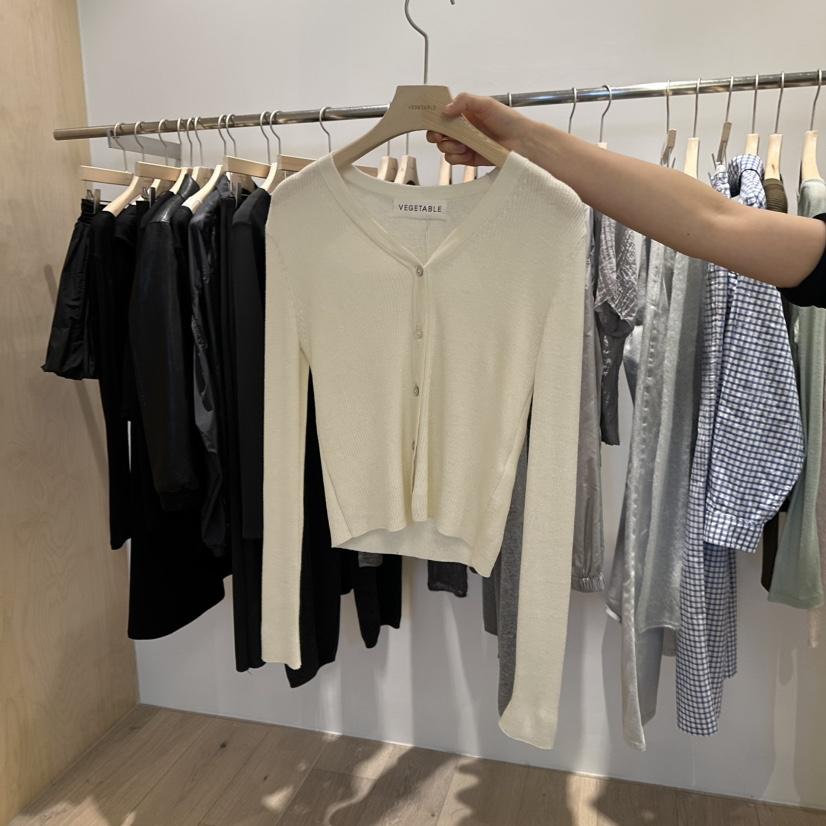 VEGETABLE韓國㊣直郵東大門代購女裝新品職業25春夏針織衫羅紋VEGETABLE針織衫
